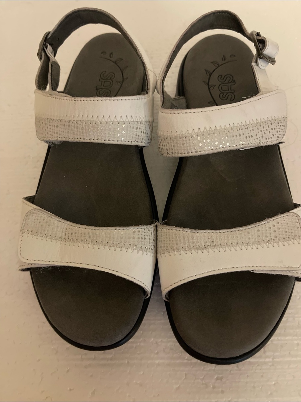 SAS White Nudu Two-Strap Leather Comfort Sandals 8.5 - Picture 3 of 8